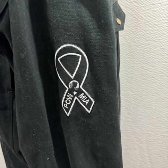U.S. Services Valiant K&S POW*MIA Black Denim Bomber Jacket & Fleece Vest - Picture 8 of 15